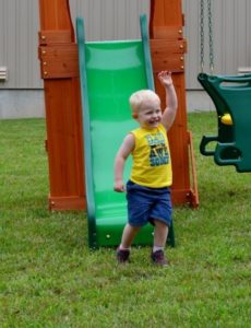 Boy playing on playground